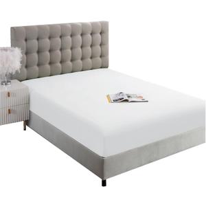 Ghooss Fitted Sheet White-Full Size Fitted Sheet Only-Fitted Deep Pocket Sheet-Soft Wrinkle Free Sheet-1 Pack(White,Full)