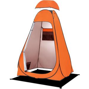 BRIAN & DANY Pop Up Shower Tent, Portable Privacy Camping Changing Tent, Camp Toilet Bathroom Pod with Rain Shelter & Windows, UPF 50+ & Waterproof, 47.2" x 47.2" x 74.8" (Orange)