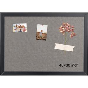 Gideal Bulletin Board 40x30 Inch, Cork Board with Grey Fabric and Pine Wood Frame, Cork Boards for Walls, Wall Mounted Fabric Notice Board for Home Office School, Vision Board and Message Organizer