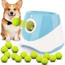 FAHKNS Automatic Dog Ball Launcher for Small Dogs,10-30FT Adjustable Throwing Distance,Rechargeable Indoor&Outdoor Interactive Dog Toy Ball Thrower with 15 Mini Tennis Balls,Blue