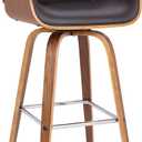 Tyler 26" Counter Height Swivel Brown Faux Leather and Walnut Wood Bar Stool