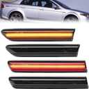 NJSBYL Amber/Red LED Side Marker Lights for Acura TL 2004 2005 2006 2007 2008 Smoked Lens Front/Rear Left & Right LED Sidemarker Lamps Replacements