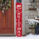 Christmas Porch Sign, Vertical Welcome Sign, 47 x 7.8 inches, Red and White, Indoor Outdoor Holiday Decoration (Multicolor)