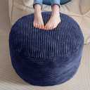 HIGOGOGO Round Stuffed Pouf Ottoman, Corduroy Poufs with Foam Chunk Filling, Furry and Fluffy Pouf Foot Stool Storage Ottoman, 20 X 15 Floor Poufs Foot Rest for Living Room, Navy
 24 x 18 x 24 6.0 Cu Ft
