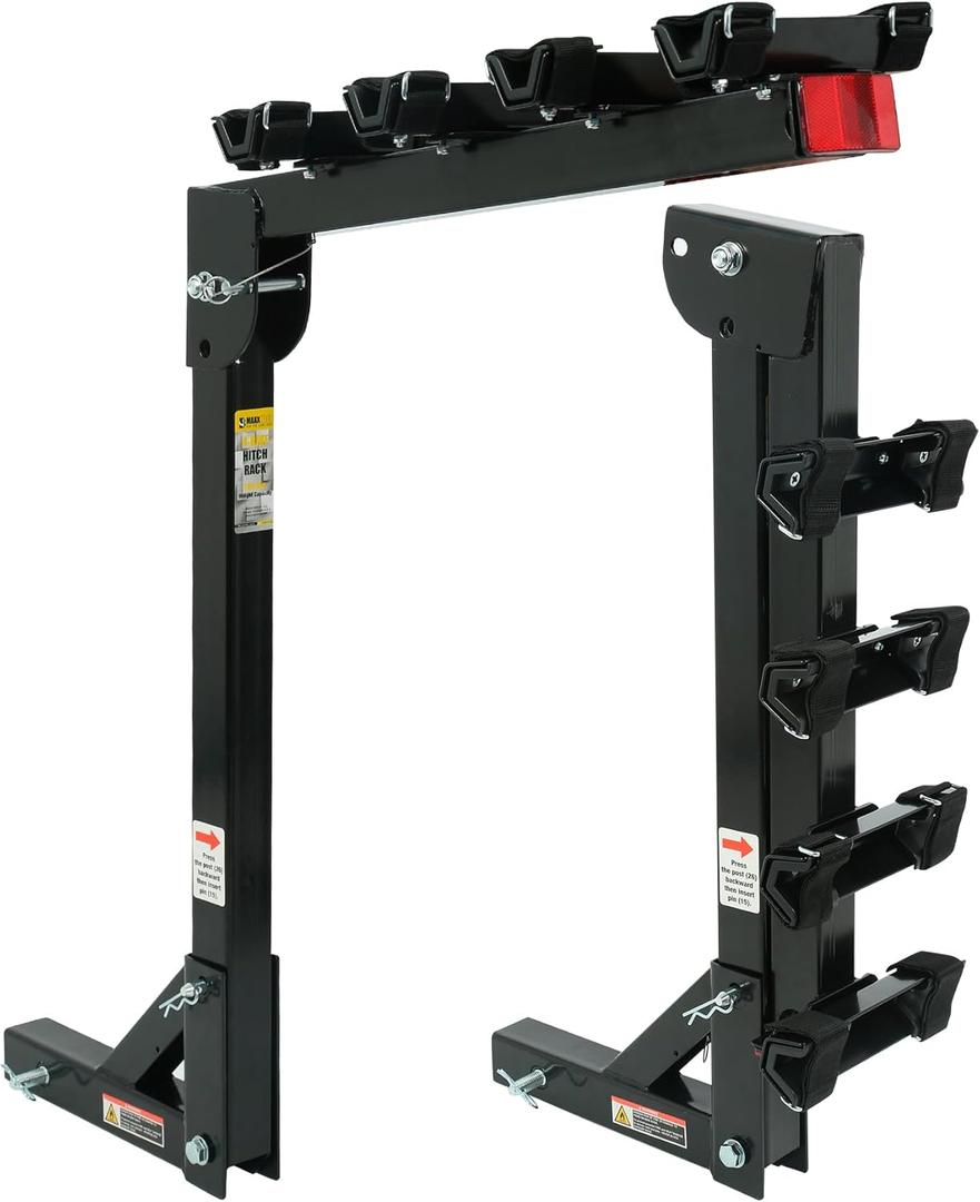 MaxxHaul 70210 Hitch Mount Bike Rack 4-Bike Rack, Black For Cars Trucks SUV's Minivans, Large