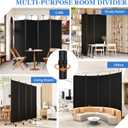SUNALLY Room Divider 6FT Folding Privacy Screens with Lockable Wheels, 4 Panel Room Partition for Room Separator, 88" W Freestanding Portable Fabric Wall Dividers for Home Dorm Studio Office, Black