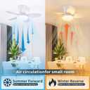 Small Ceiling Fans with Lights 25 Inch - Low Profile Ceiling Fans with Remote Control, Flush Mount, 5 Reversible Blades, 6 Speeds + Natural Wind Model, Timer, Night Light, for Bedroom Indoor