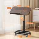 Large-Size Portable Laptop Rolling Desk with Wheels, Adjustable Height and Tilt Top Stable Mobile Over-Bed Table for Home Use - Brown