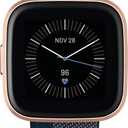 Fitbit Versa 2 Special Edition Health and Fitness Smart Watch with Heart Rate, Music, Alexa Built-In, Sleep and Swim Tracking, Navy and Pink Woven/Copper Rose, One Size (S and L Bands Included), 2.3