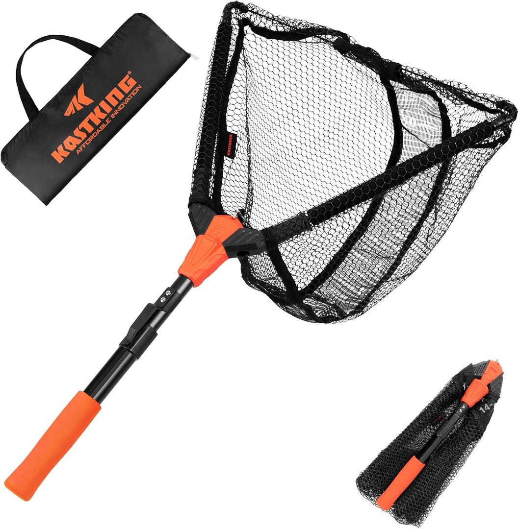 KastKing Pontus Fishing Net, Foldable & Lightweight Landing Net with Built in Length Scale, Strength Aluminum Handle, Fishing Gear and Gift for Men