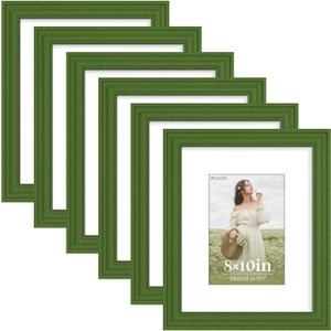 PEALSN 8x10 Picture Frame Set of 6, Wall or Tabletop Display, Green