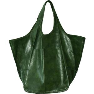 KlaOYer Oversized Leather Tote Bag Huge Capacity Work Hobo Pu Leather Purse And Handbag Large Soft Travel Shopping Bag (Green)