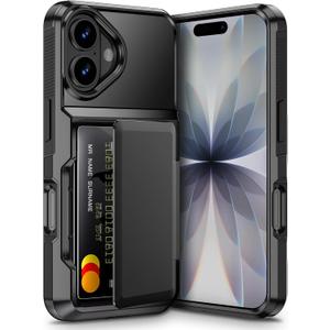 Vofolen for iPhone 17 Case Wallet with Card Holder [Max 5 Cards] Dual Layer Heavy Duty Shockproof Drop Protection Hidden Flip ID Slot Phone Cover for Men Women, 6.3 Inch Black