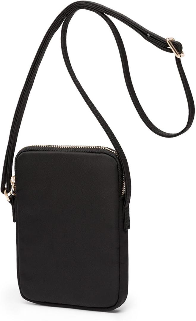 Small Crossbody Purse Zipper Cell Phone Bag Mini Shoulder Purse Wallet Smart Phone Wallet with Credit Card Solts, Nylon-Black
