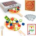 Pizza Toy Set, Montessori Realistic Play Food with Oven Box, Educational Learning Toys for Preschoolers Toddlers Age 3 4 5 6, Christmas Birthday Gift for Kids