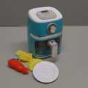 Toy Air Fryer for Kids Kitchen Playset, Chef Pretend Play kitchen Accessories with Color Changing Play Food, Cooking Game with Fries, Kids Toys with Sound & Light, Camp Kitchen Set for Toddler 3-5 5-7 (Blue)