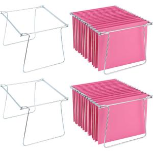 4 Pack Hanging File Folder Frames, Heavy Duty Steel Hanging File Organizer, File Cabinet Rails, Adjustable 11 to 17.4 Inches, Suitable for File Cabinets, Storage File Boxes