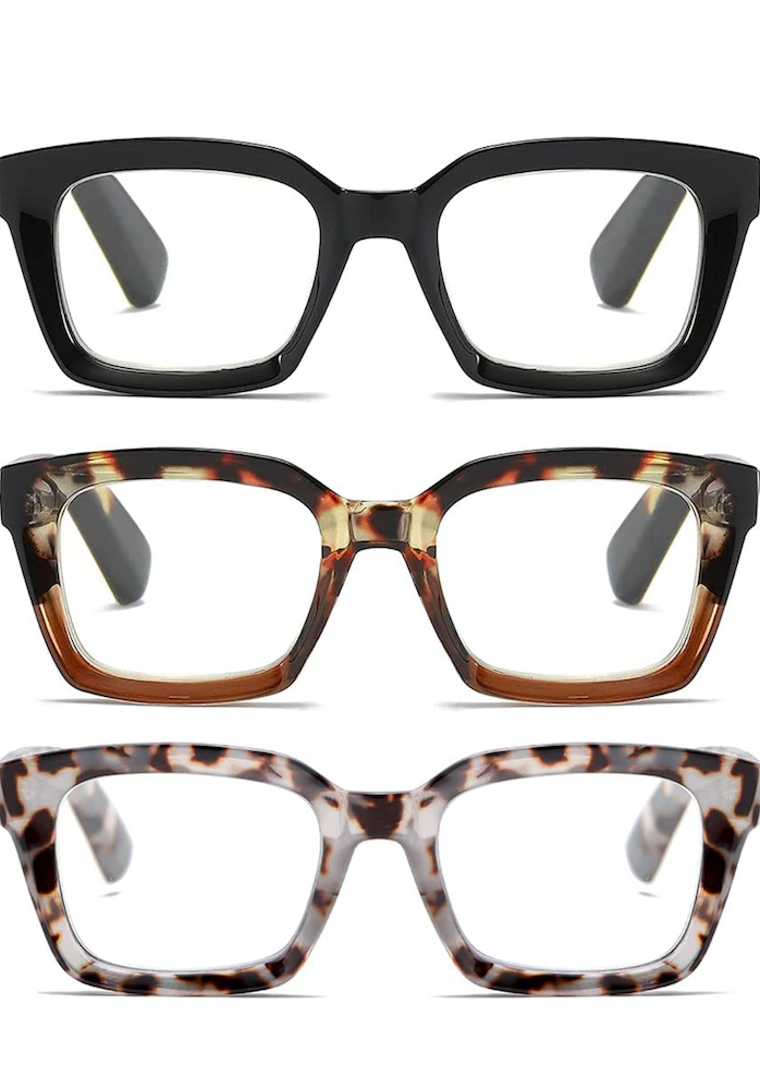 Readers for Women Oprah Style Square Reading Glasses with Spring Hinge Blue Light Blocking for Men Ladies