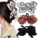 3 PACK Large Bow Western Hair Claw Clips,Boho Bandana Hair Bows Clips for WomenThick Hair Non-slip Hair Accessories for Girls
