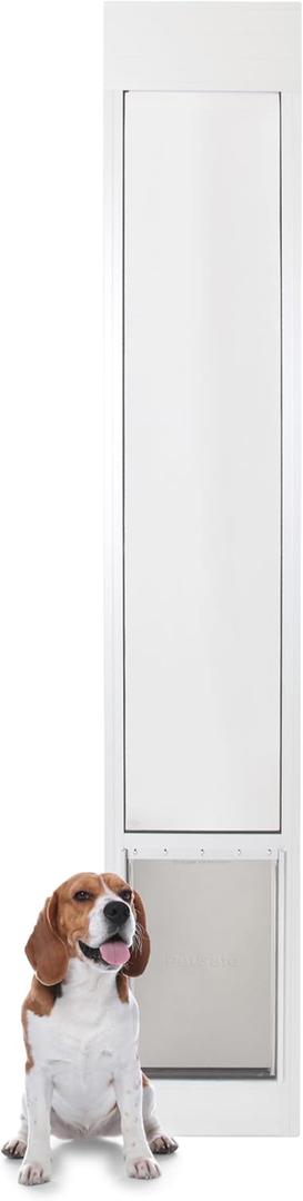 PetSafe Sliding Glass Pet Door - No-Cut DIY Install Doggy Door for Renters - Aluminum Frame - Adjustable Height 91 7/16" to 96" - Ideal for Large Dogs Up to 100 lb - White