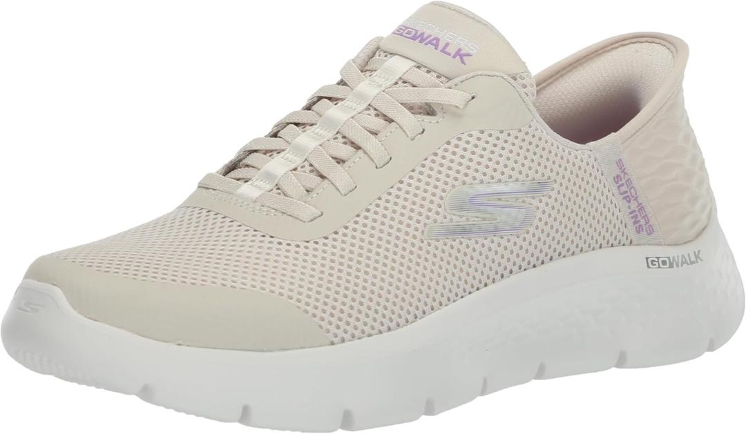 Skechers Women's Go Walk Flex Hands Free Slip-Ins-Grand Entry Sneaker (9 Wide, Off-white)