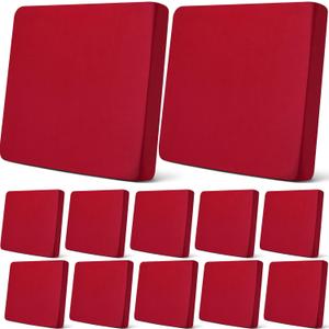 Newwiee 12 Pcs Patio Outdoor Cushion Covers Replacement Waterproof Stretch Sofa Couch Cushion Covers Washable Individual Couch Slipcovers Set Furniture Protector for Pets(20-27 Inch,Wine Red)