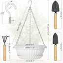 Hanging Planters, 5 Pcs 11" Hanging Pots, White Hanging Flower Pots, Hanging Plant Pots Baskets for Plants with Drainage Trays, Hanging Chains and Ceiling Hooks, Come with Free Garden Tools Set