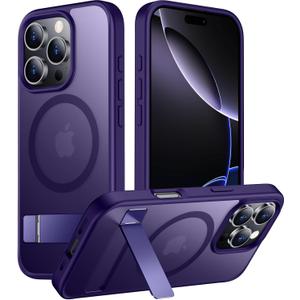 Temdan Magnetic Compatible with iPhone 16 Pro Max Case, [Built-in Invisible Kickstand][Compatible with MagSafe] [Military Grade Shockproof] Slim Translucent Matte Phone Case for iPhone 16 Pro Max 6.9"