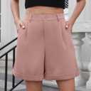 Bettysays Shorts for Women Bermuda Shorts Casual Elastic Waist Wide Leg Shorts with Pockets (XL)