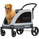 Large Dog Stroller - Dual Entry Safety Folding Pet Stroller with Adjustable Handle, All-Terrain 4-Wheel, 160 lbs Weight Capacity for Travel & Outdoor Adventures - Gray (Grey)