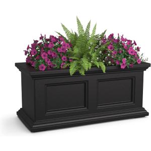 Mayne Fairfield 2ft Window Box, Self Watering Flower Box with Double Wall Design, All Season Fade Resistant Outdoor Window Planter with Steel Mounting Bracket, Black