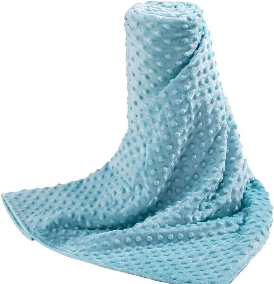 Acdyion Weighted Blanket Cover 48x72, Teal Minky Dot & Fleece Removable Duvet Cover with 12 Ties, Washable Fabric for 48x72 Weighted Blankets