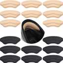 2 x 8-Pairs Heel Grips Liner Cushions Inserts for Loose Shoes, Heel Pads Snugs for Shoe Too Big Men Women, Filler Improved Shoe Fit and Comfort (16 Packs) (Black+Pale Apricot)