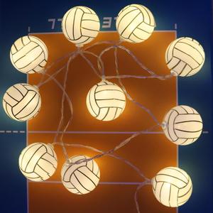 Volleyball Decorations String Lights, Timer Battery Operated 5.5ft 10LED Room Decor,Volleyball Ornaments for Christmas Tree, Boys Bedroom, Sports Theme Party Favors, Christmas Gift for Kids