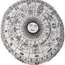 Round Floor Pillow Cover Only Horoscope Mandala Cushion Cover Pouf for Meditation Room Decor Zodiac Sign Round Throw Pillows Black White Astrology (32 Pillow Cover, Without Filler) (32" x 32" (Pack of 1))
