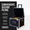 Vaultz Portable File Storage Box with Handle - 14.5" x 17.5" x 15.5" Letter/Legal Size Mobile Lock Box - Double Combination Locking Cabinet - Black
