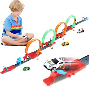360-degree Thrilling Loop Track Includes Four Loops and three1:64 Scale Toy Cars for Easy Storage. It's Perfect for Boys Aged 3-7 and Makes a Great Gift for Birthdays, Halloween, and Christmas