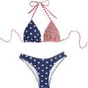 Verdusa Women's 2 Piece American Flag Bikini Set Halter Triangle Swimsuit High Cut Bathing Suit (X-Large, Multicolor)