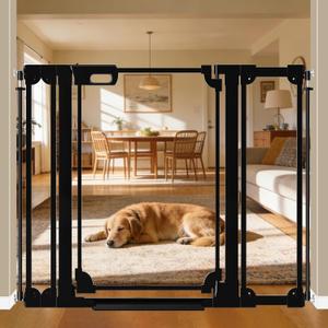WAOWAO Clear Acrylic 40" Extra Tall Baby Gate for Stairs Modern Design Acrylic Auto Close Pet Gate, 29.52"-47.24" Wide Safety Baby Gate for Doorways,Black Clear Dog Gates Indoor, Hallways,Kitchen