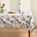 Horaldaily Vintage Tablecloth 52x70 Inch Rectangular, Watercolor Flowers Washable Seasonal Table Cover for Party Picnic Dinner Decor (Beige)