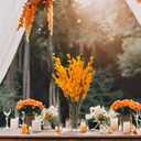 UiiziC Artificial Flowers Jasmine 8 PCS 31"/80cm Faux Plants Bulk Fake Flower Bouquet for Vase Fillers Floral Arrangement Wreath Wedding Party Bouquets Garden Centerpieces Decor (Orange)