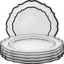 Contemporary Collection Combo Clear Plates with Black Rim - 7.5" - 10.5" (Pack of 32) - Sleek Modern Design - Perfect For Entertaining & Everyday Use