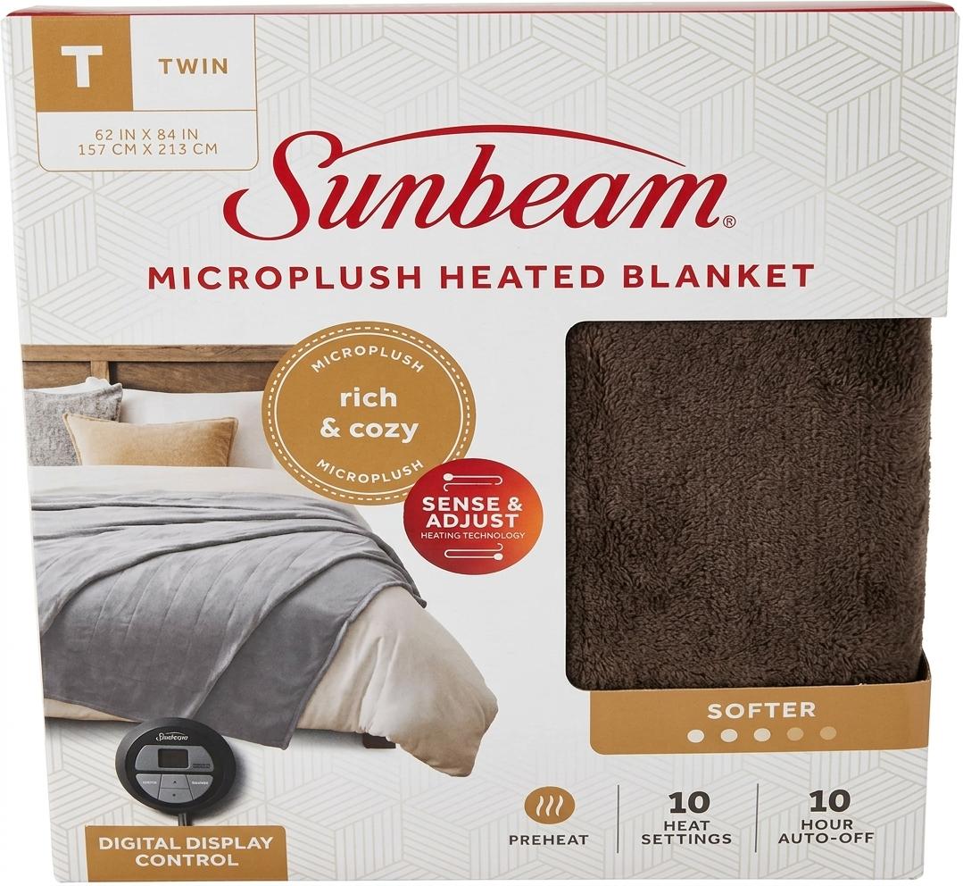 Sunbeam Royal Luxe Night Fog Heated Blanket 10-Heat Settings Auto Off Machine Washable Twin