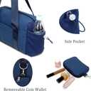 Everyday Mini Gym Bag for Women 2.0, Small Tote with Zipper Compartment Waterproof Travel Duffle Cute Handbag Workout Carry On with Removeable Shoulder Strap & Coin Wallet Easy to Clean - Navy