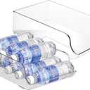 iDesign Plastic Water Bottle Organizer for Fridge, Bottle Holder for Kitchen and Pantry, Clear, 2-Pack