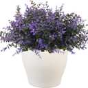 RECUTMS Fake Shrubs Flowers, 12 Bundles Faux Outdoor Plants UV Resistant Artificial Greenery Eucalyptus Flowers Boxwood Springs Fake Plants Indoor Outside Hanging Planter Home Garden Decor (Purple)