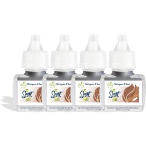 Scent Fill Mahogany & Teak Plug in Air Freshener, 4 Scented Oil Refills