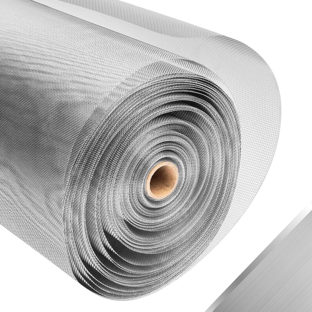 304 Stainless Steel Mesh Window Screen Roll, 35IN x 98.43FT Silver Metal Window Screen Replacement,Window Screen Mesh for Window,Door,Patio,Pet,Vent,Porch and DIY Projects (22 Mesh)