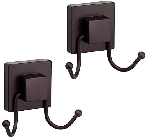 HOME SO Suction Cup Hooks for Shower, Bathroom, Kitchen, Glass Door, Mirror, Tile  Loofah, Towel, Bath Robe Removable Hook Holder  Prisma Collection, Stainless Steel Bronze (2-Pack)