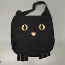 Juvale Black Cotton Cat Trick or Treat Bag with Gold Foil Eyes, Reusable for Kids, 11.25 x 15.5 in Canvas Tote for Halloween Parties